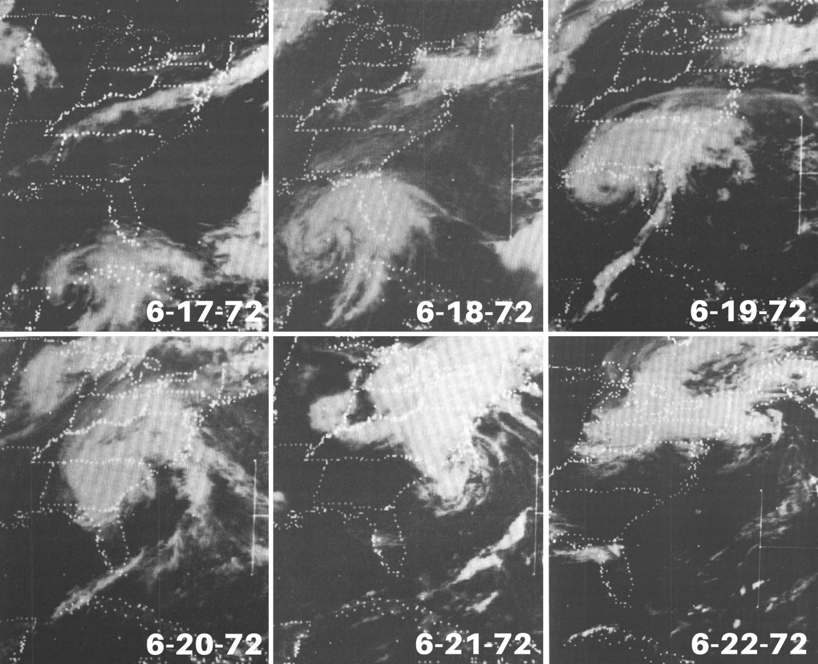 Satellite views of Hurricane Agnes